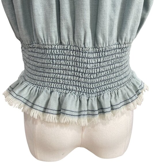 Pilcro Smocked Peplum Puff Sleeve Top Coquette Soft Romantic Dainty Cottagecore - Picture 9 of 10